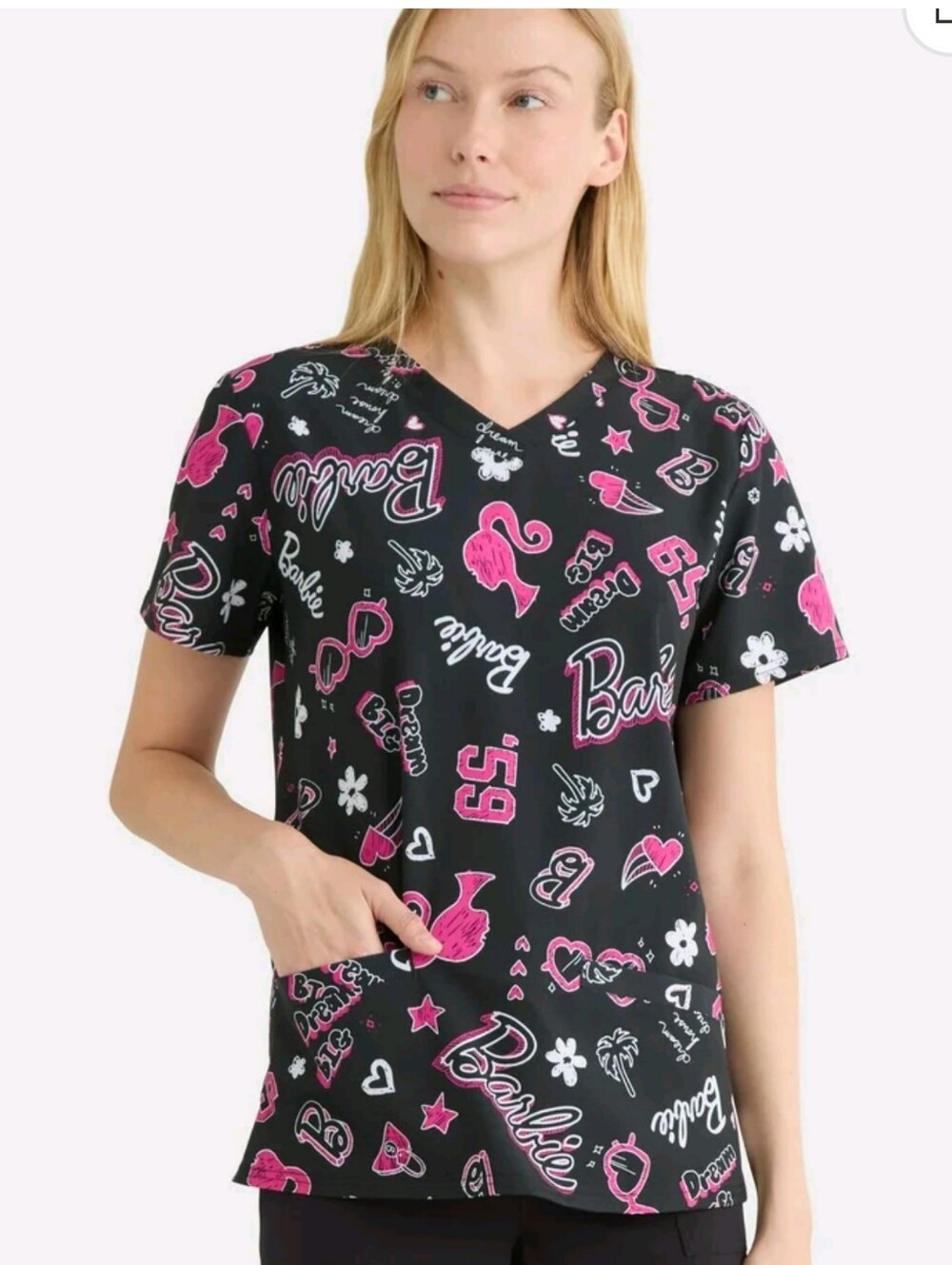 Barbie Women's and Women's Plus Scrub Top